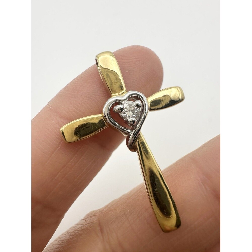 925 Sterling Silver Gold Two Tone Cross Pendant